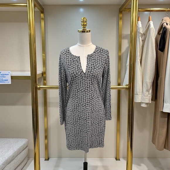 Diane Von Furstenberg DVF Reina Silk Blend Shift Dress Daisy Black/White Sz 12 - Picture 14 of 14